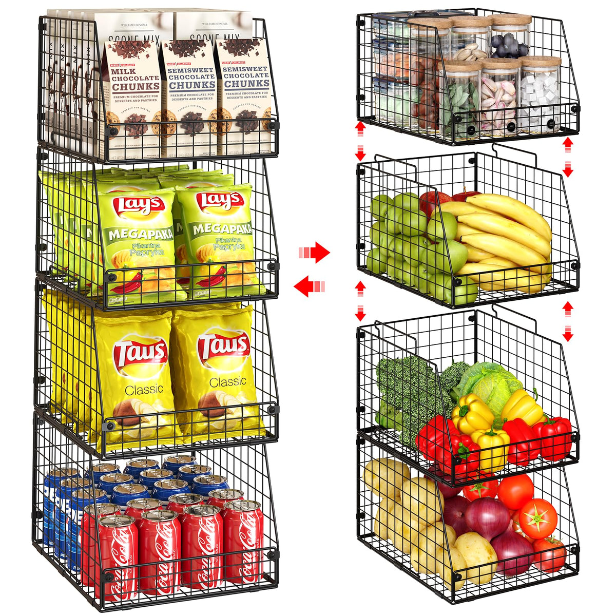 Jakyitvi 4 Pack XXL basket front view showing easy access
