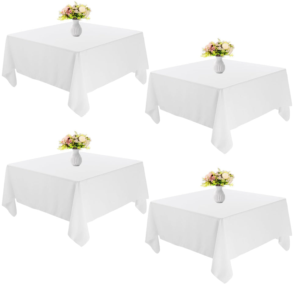JALANCY four-pack white square tablecloth ideal for formal dining and buffets.