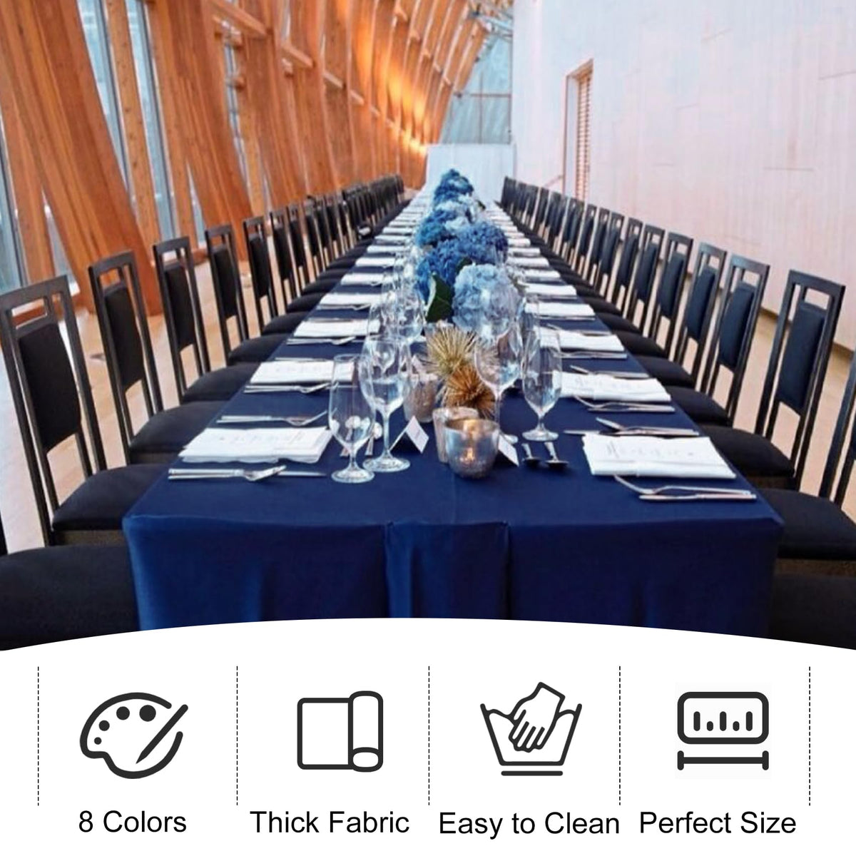Classic navy blue JALANCY tablecloth drape for events