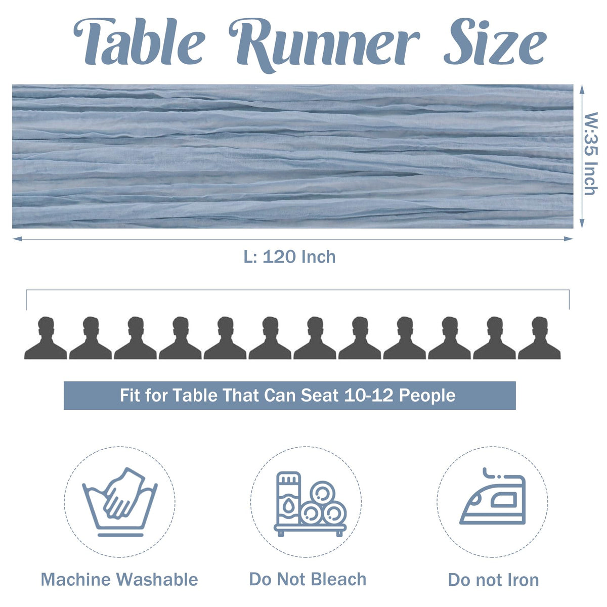 Baby shower table decorated with JALANCY dusty blue runner for warm ambiance.