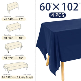 JALANCY navy blue rectangle tablecloth on a standard 6-foot table