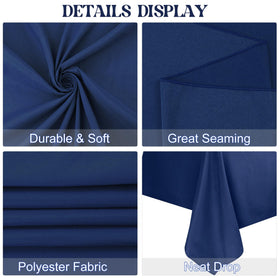 JALANCY navy tablecloth showing neat hemmed edges