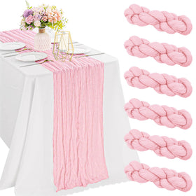 JALANCY pink cheesecloth table runner 35x120 inches adds romantic elegance to weddings.