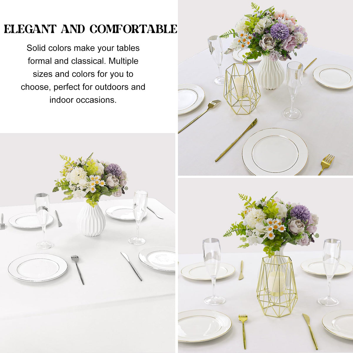 JALANCY polyester fabric tablecloth drape enhances table presentation and protection.
