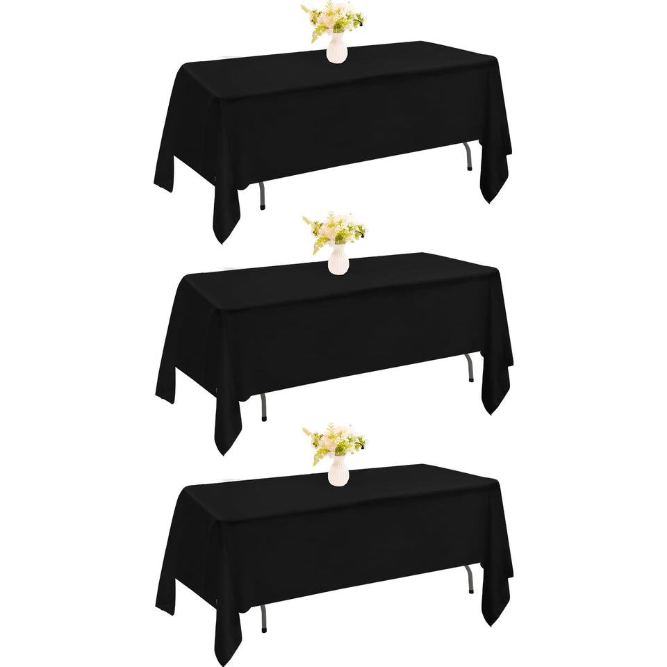 JALANCY rectangle black tablecloth pack 3 with elegant drape for weddings.