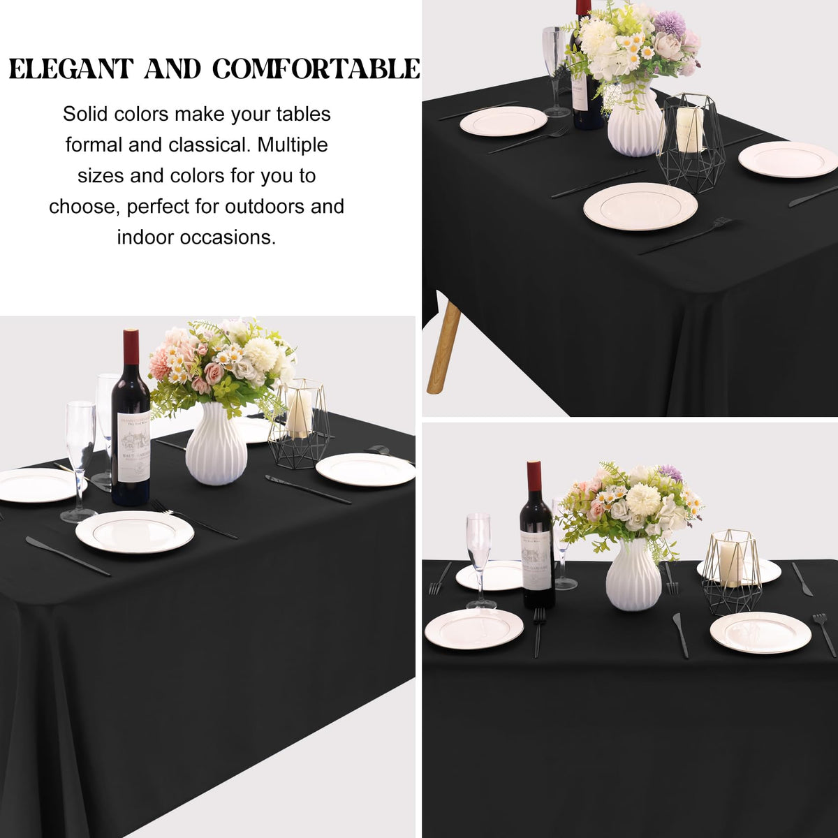 JALANCY rectangle tablecloth draped over a wedding table with satin finish
