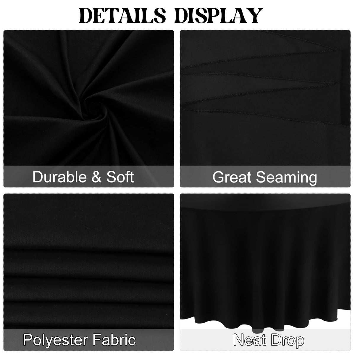 JALANCY black polyester fabric detail showing smooth texture