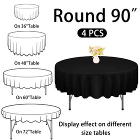 Closeup of JALANCY black round tablecloth stitching and hem