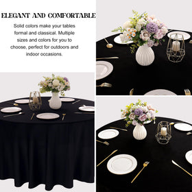 JALANCY 90 inch black tablecloth on wedding reception table