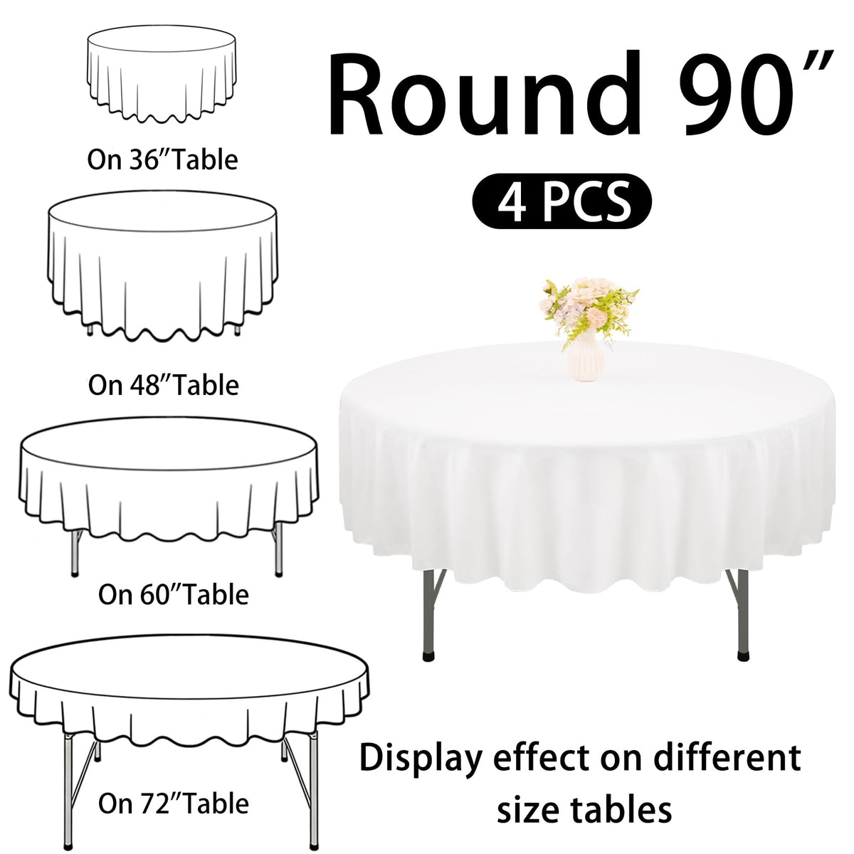 JALANCY white round tablecloth with neat seams and sturdy hems for a refined look.