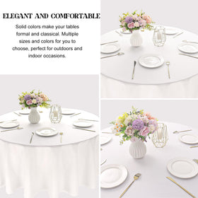 JALANCY 90-inch round tablecloth is machine washable for easy cleanup after events.