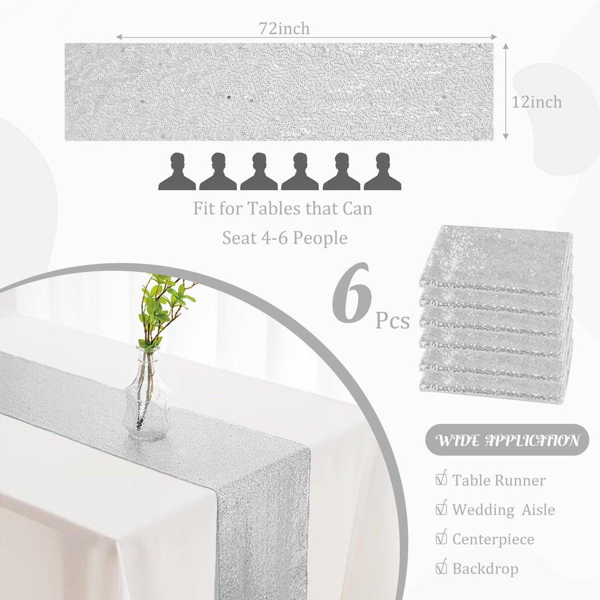 JALANCY wedding decor sequin runner enhances bridal shower table ambiance