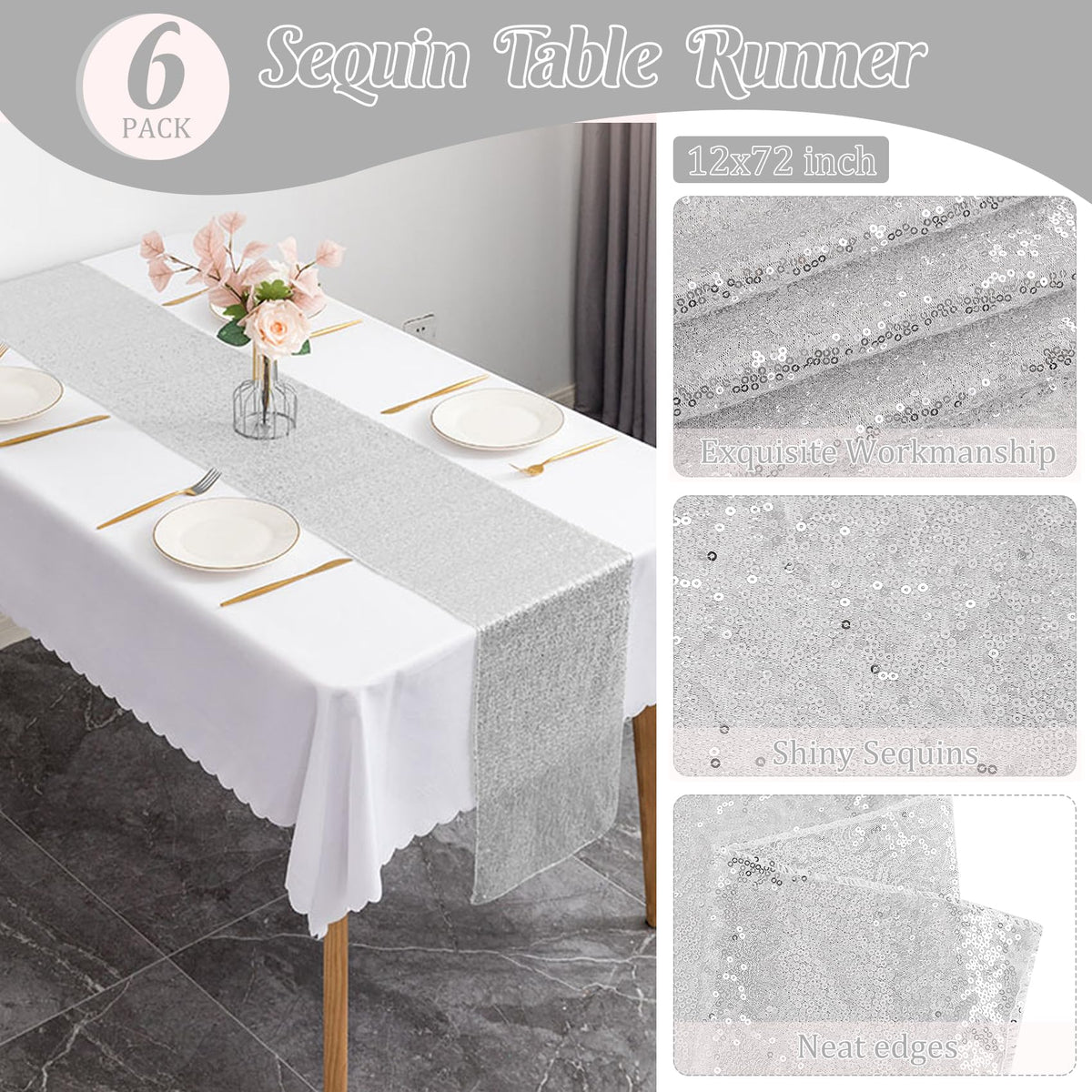 JALANCY birthday party sequin runner brightens dessert tables