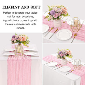 JALANCY soft pleated pink table runner creates a timeless tablescape.