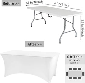 JALANCY 6ft spandex tablecloth with elastic leg pockets for secure table stability