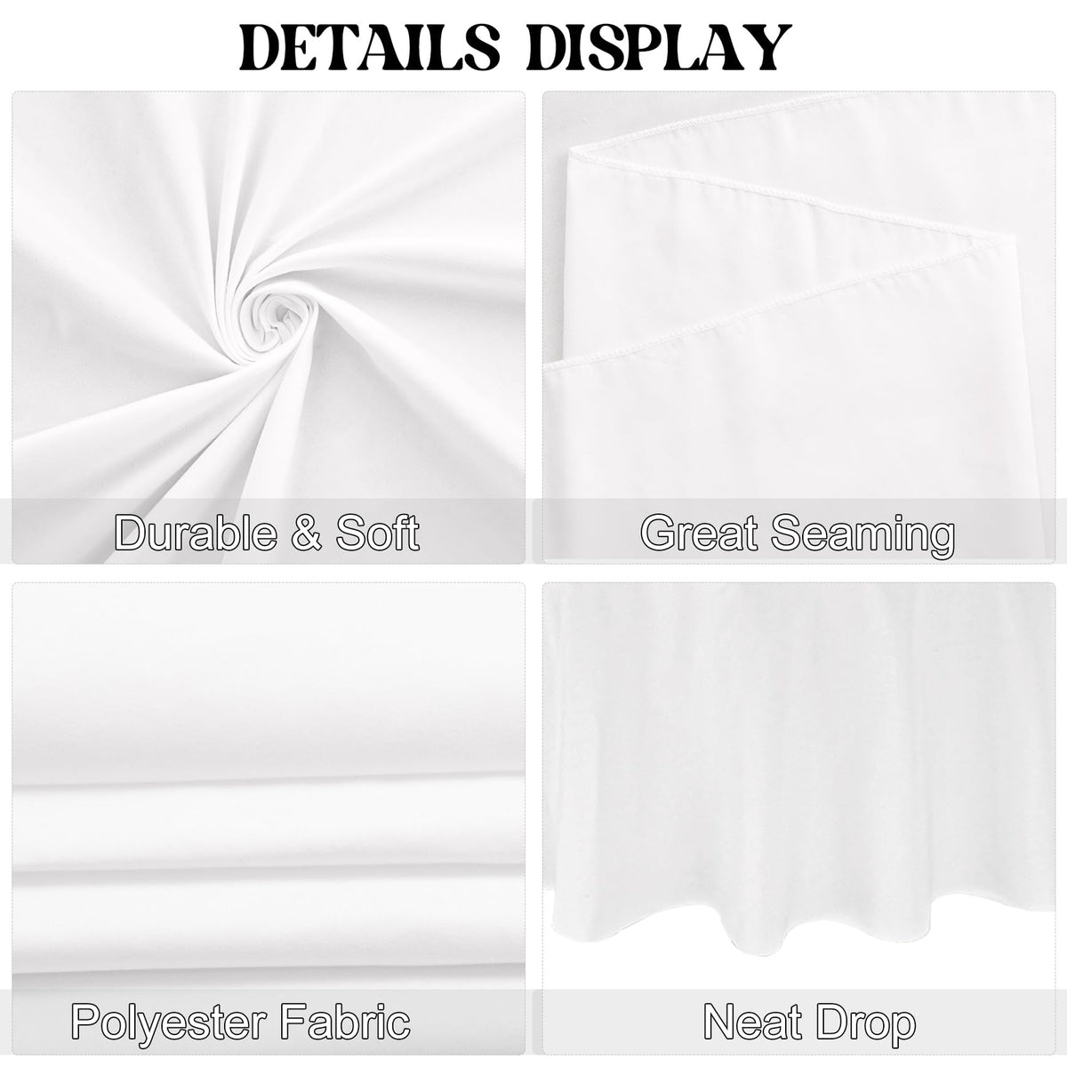 JALANCY polyester tablecloth close-up highlights neat hems and tidy edges.