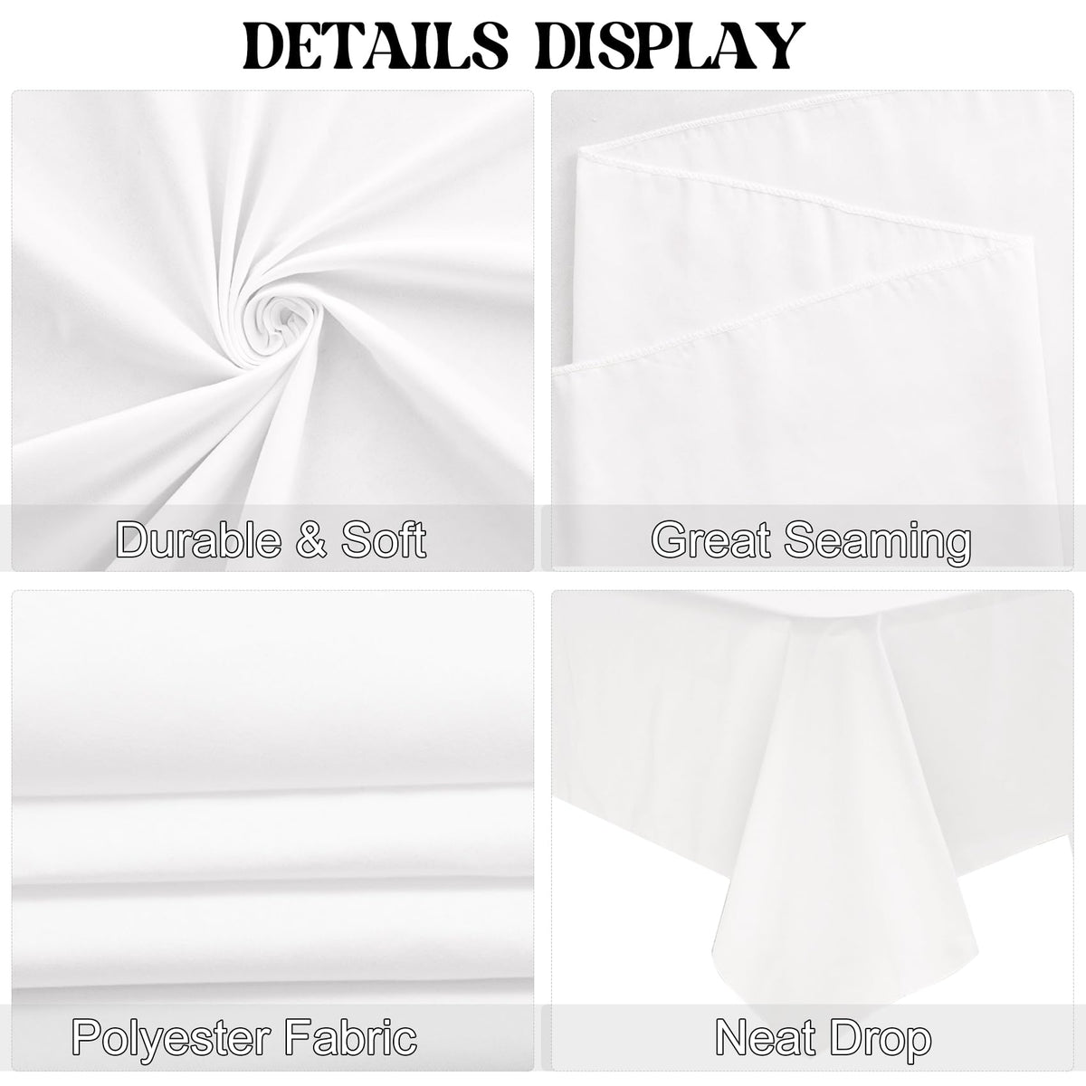 JALANCY wedding table setup with white tablecloth creates clean, timeless ambiance.