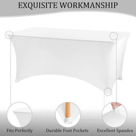 JALANCY white tablecloth in durable poly-spandex blend for repeated use