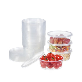 Jaluxing 50-pack 8 oz deli containers with lids for organized kitchen storage