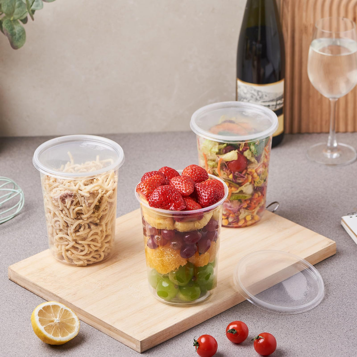 Jaluxing stackable containers save space in fridge, freezer, or tote.