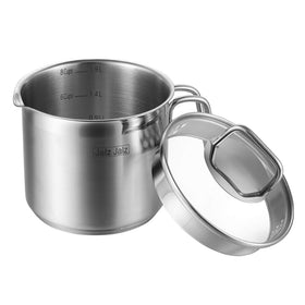 Jalz 2-Quart saucepan with glass lid, compact and easy to monitor while cooking
