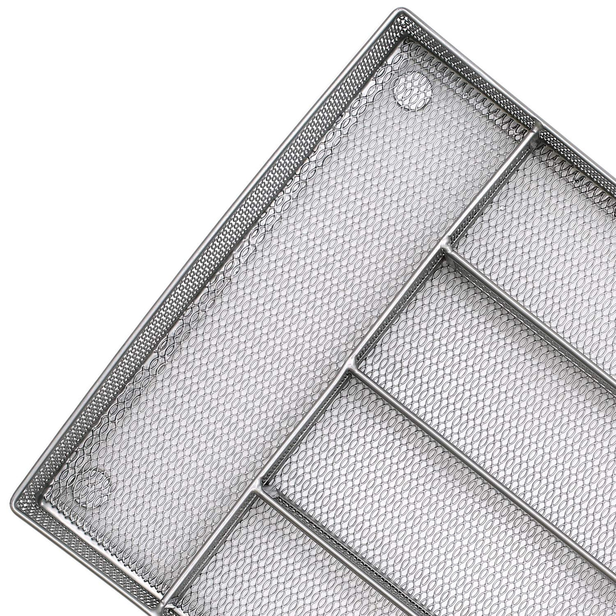 Top view of JANE EYRE mesh drawer organizer in silver