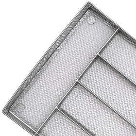 Top view of JANE EYRE mesh drawer organizer in silver