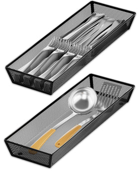 Jane Eyre drawer organizer placed inside a kitchen drawer for tidy utensil storage