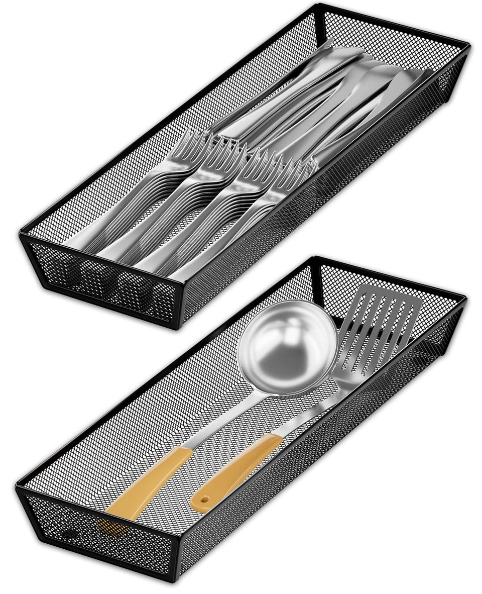 Jane Eyre drawer organizer placed inside a kitchen drawer for tidy utensil storage