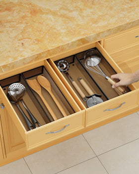 Jane Eyre silverware drawer organizer top view demonstrates sturdy construction for long-lasting use