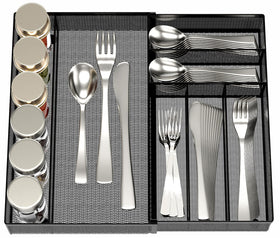Jane Eyre Utensil Drawer Organizer expandable-tray shows extra space for forks and spoons.