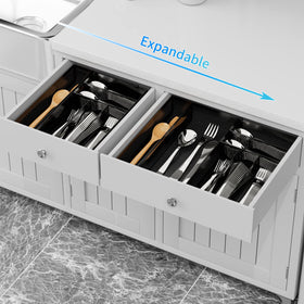 Jane Eyre Utensil Drawer Organizer mesh-design promotes quick drying and easy cleaning.