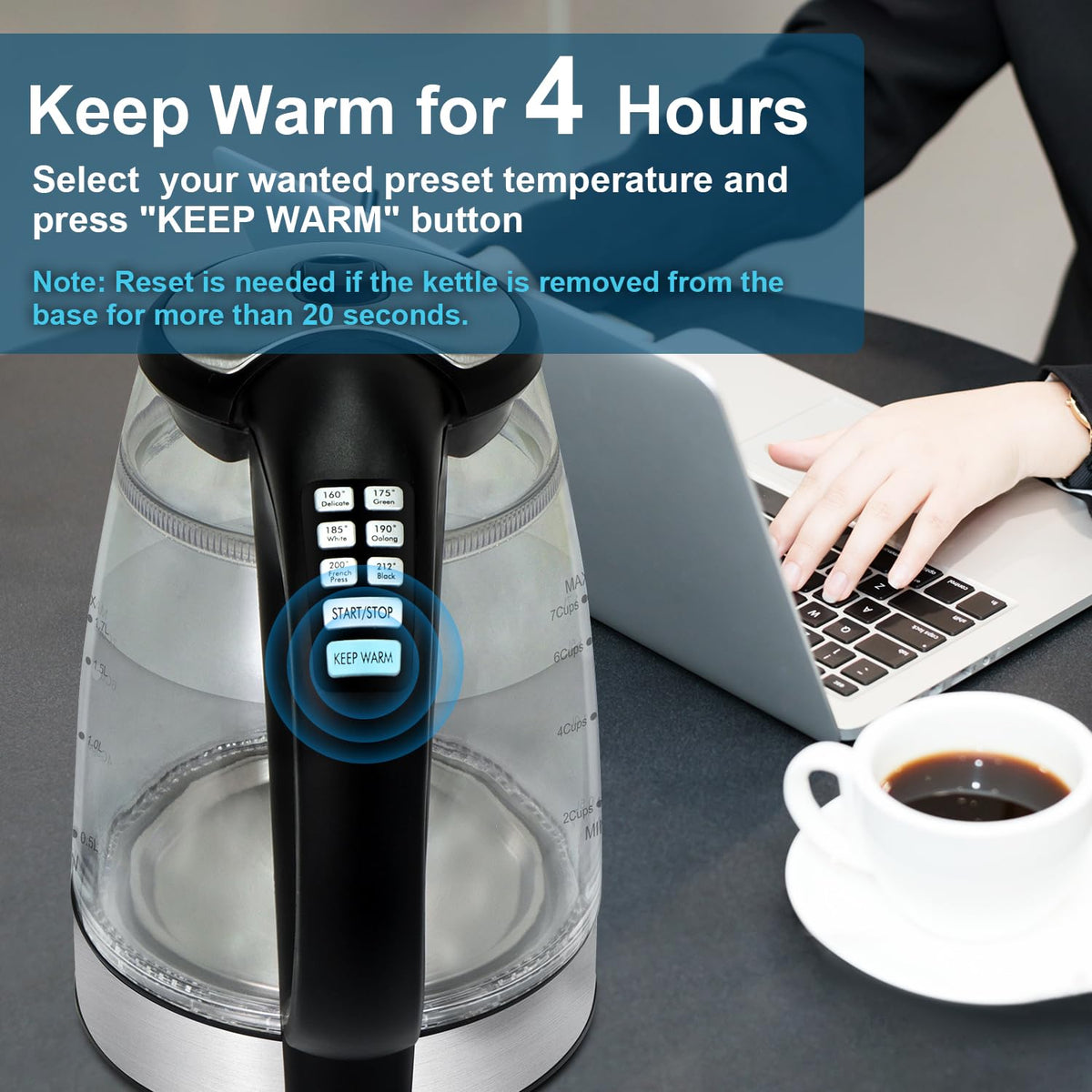JaneHome blue LED ring signals active heating for quick checks.