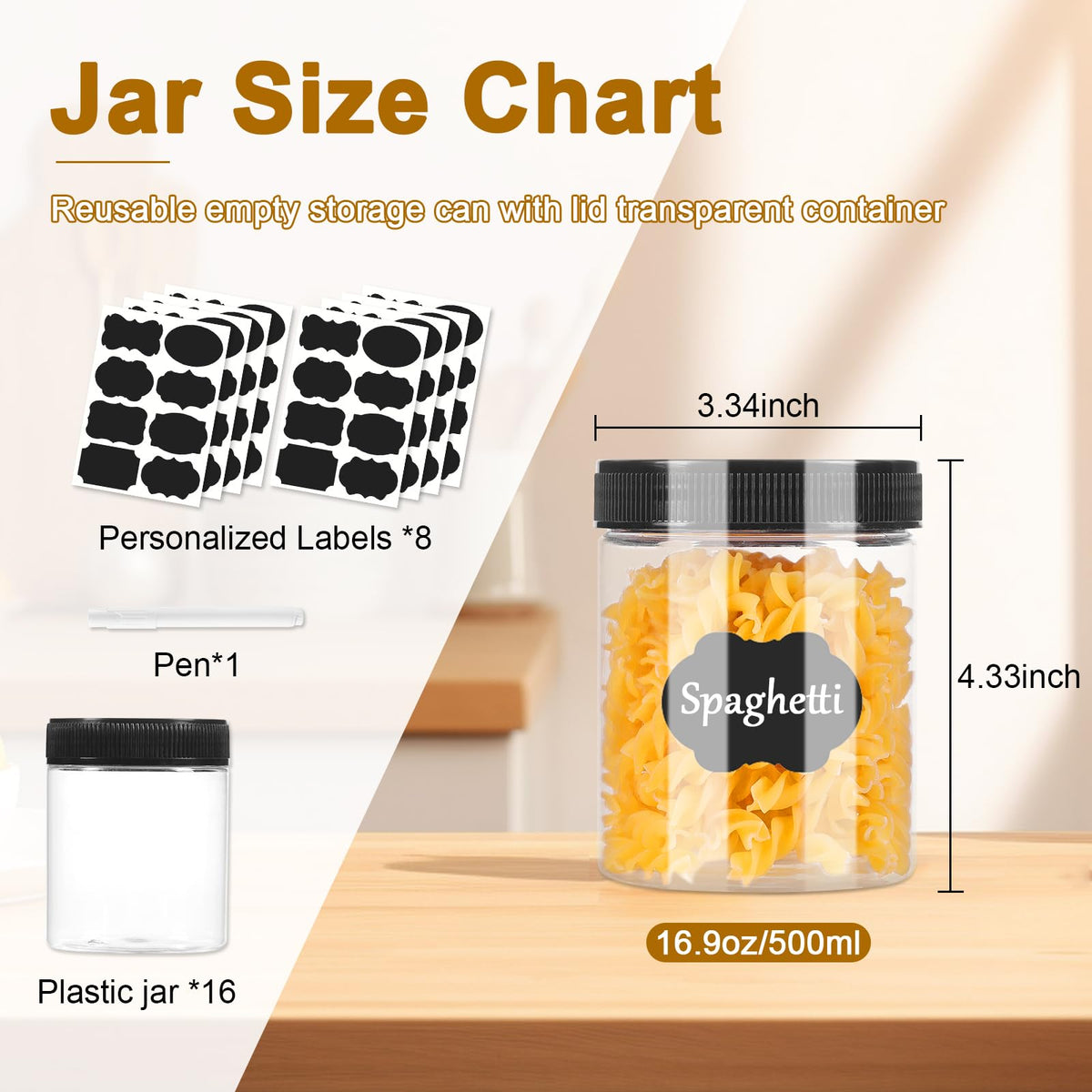Janisfirst jar with chalkboard label stickers and labeling pen for easy organization.