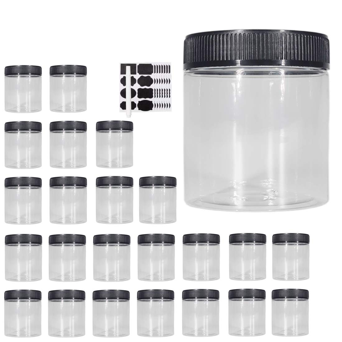 Janisfirst 8oz clear plastic jar with lid for airtight dry food storage