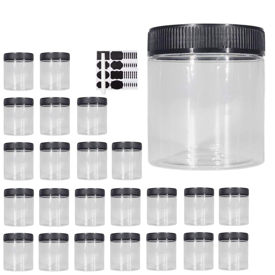 Janisfirst 8oz clear plastic jar with lid for airtight dry food storage