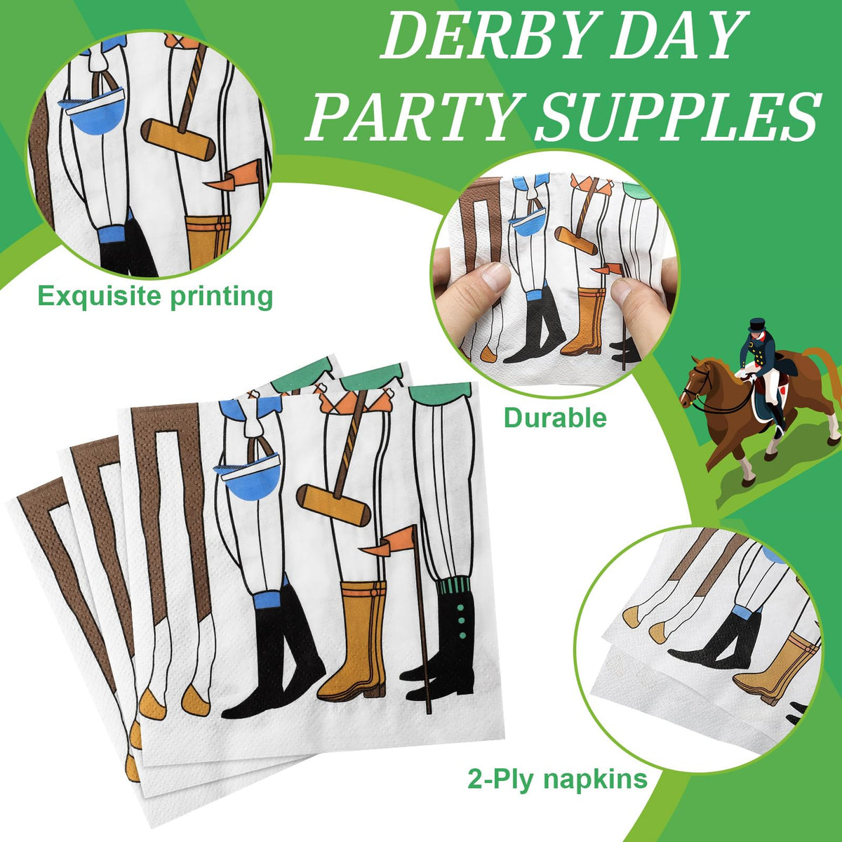 Janlaugh Derby napkins made from strong absorbent paper for quick cleanups