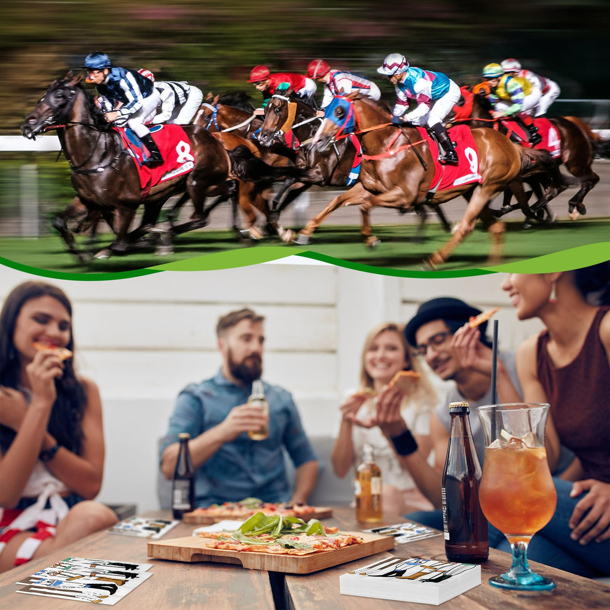 Janlaugh Derby napkins pairing with horse racing themed party decor