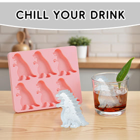 JANLOVE dinosaur ice cube tray with oversized cubes for standout drinks