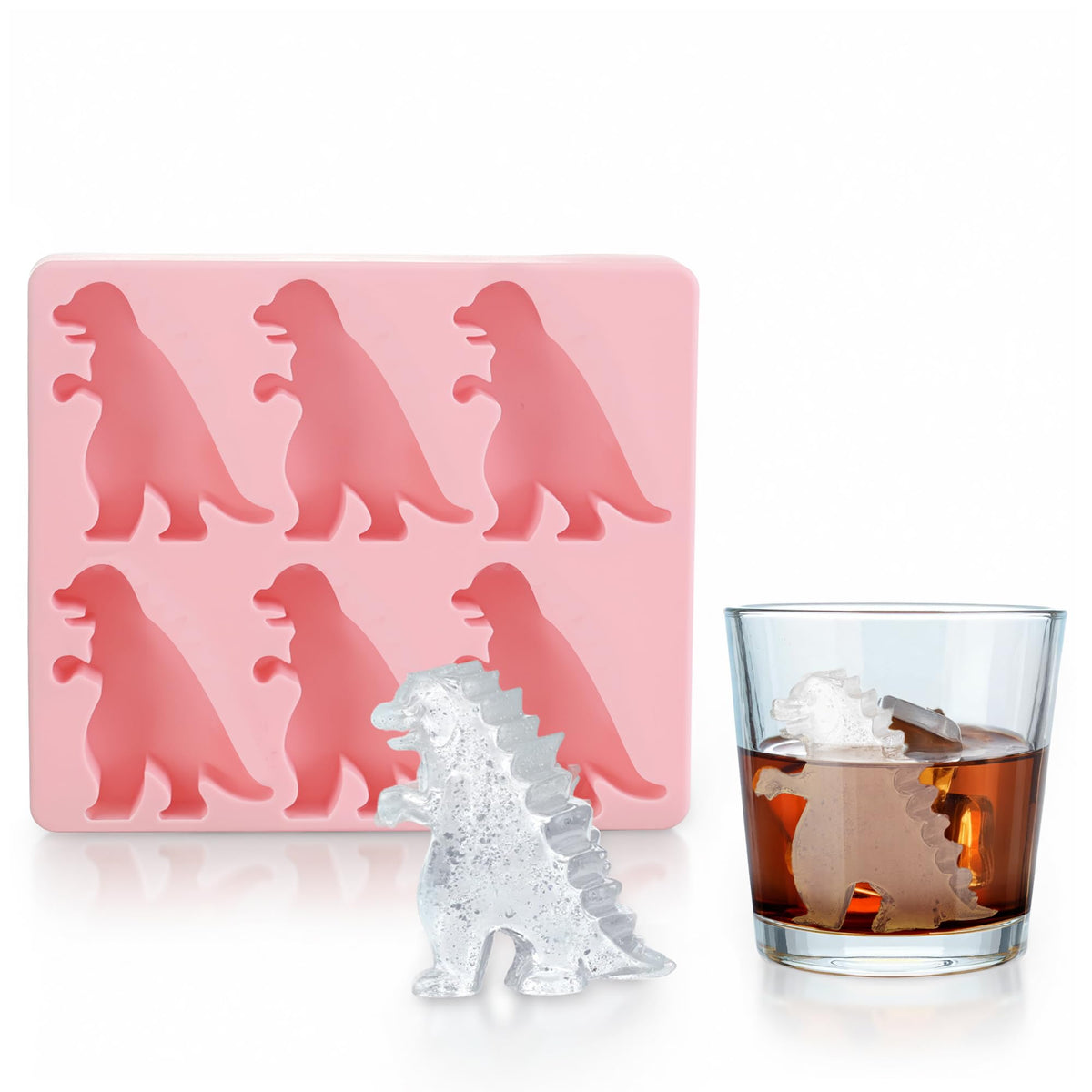 JANLOVE monster ice mold creating dragon-shaped cubes for dramatic whiskey presentations
