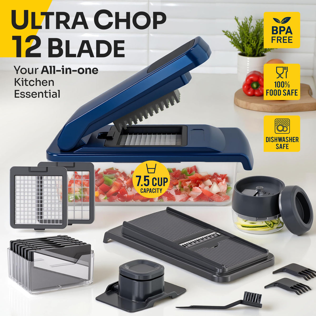 JANSKA UltraChop built-in container keeps prep tidy and mess-free.