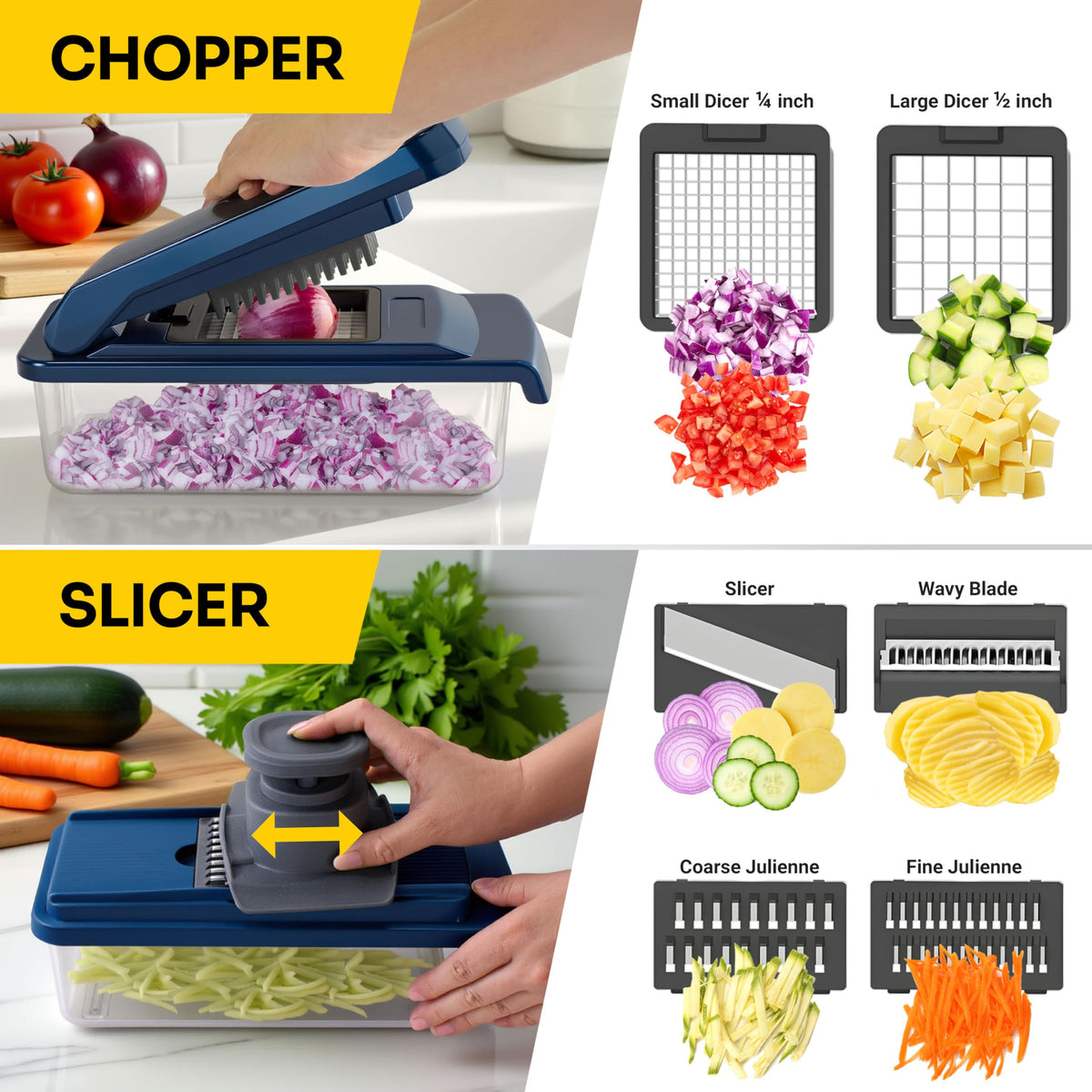 JANSKA UltraChop dicer makes onion and pepper prep easy.