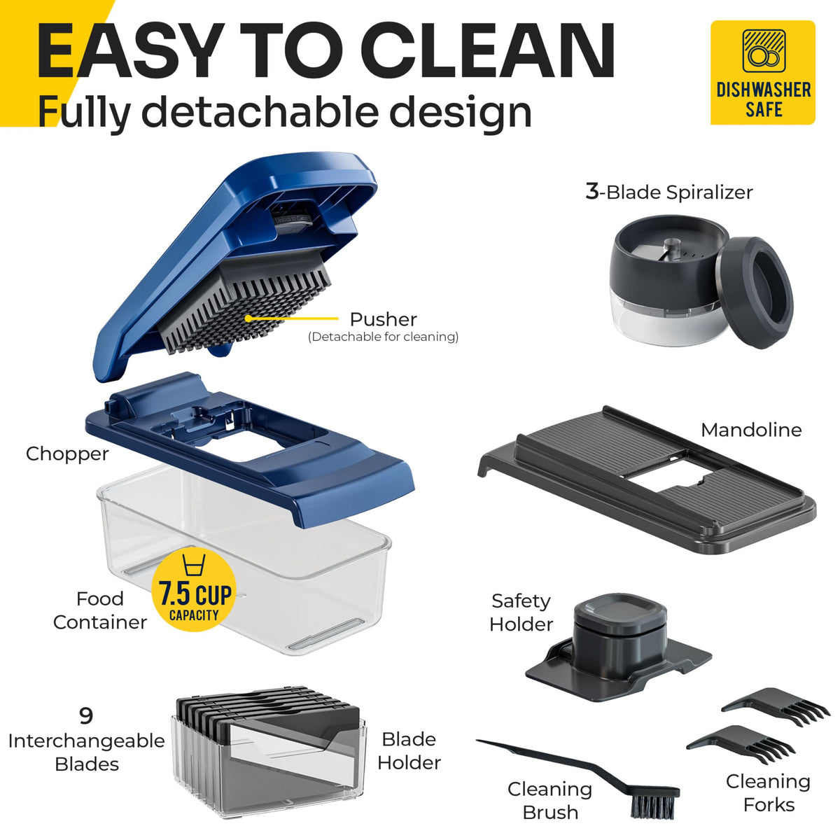 JANSKA UltraChop dishwasher-safe parts simplify post-meal cleanup.
