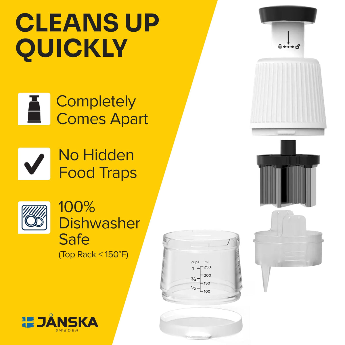 JANSKA UltraChop keeps counter space tidy with drawer-friendly storage.
