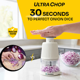 JANSKA UltraChop ergonomic handle provides comfortable grip during quick prep.