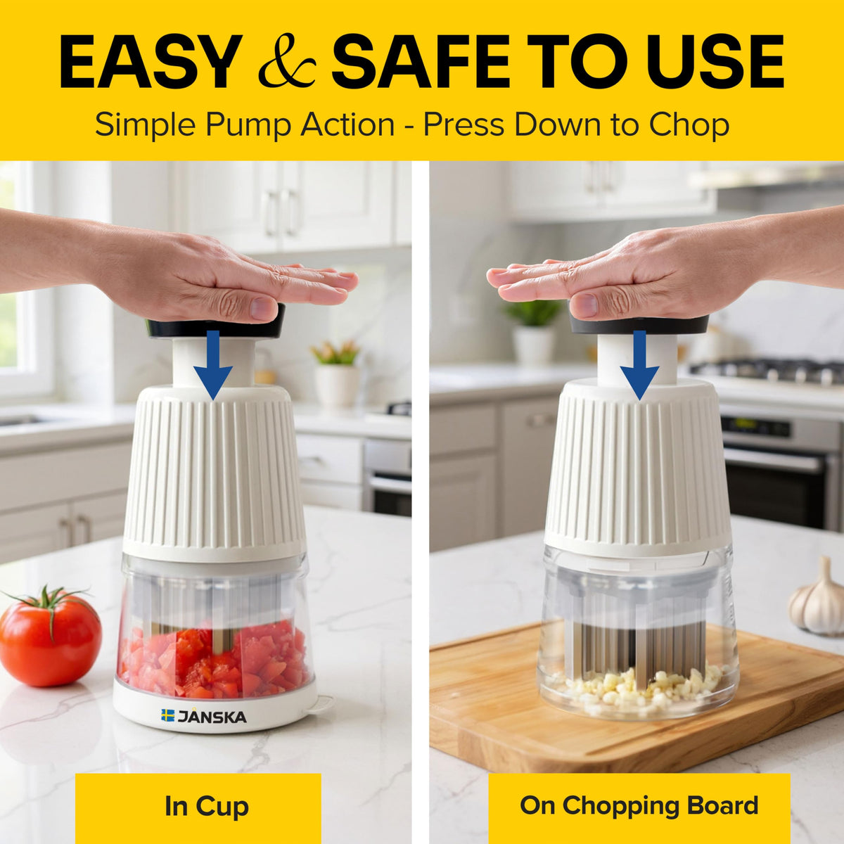 JANSKA UltraChop handles meat and vegetables with minimal effort and mess.