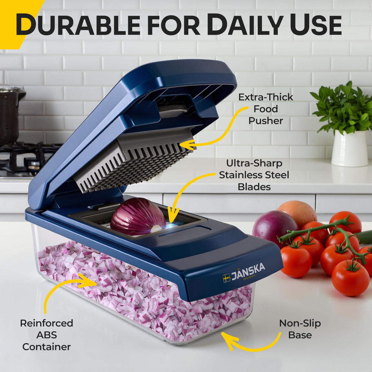 JANSKA UltraChop spiralizer creates fresh veggie noodles in minutes.