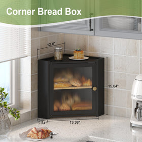 JANSNIMEN bread box flat top surface ideal for slicing and sandwich prep.