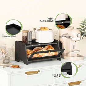 Top shelf on JANSNIMEN bread box provides extra prep space.