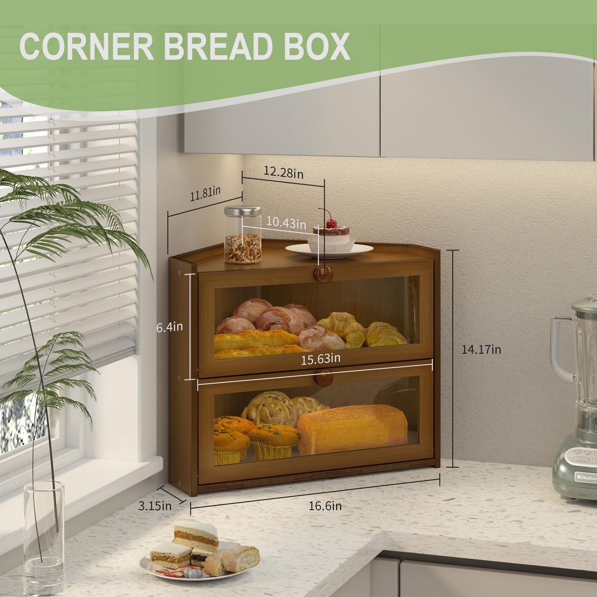 JANSNIMEN bread box window for easy visibility of contents.